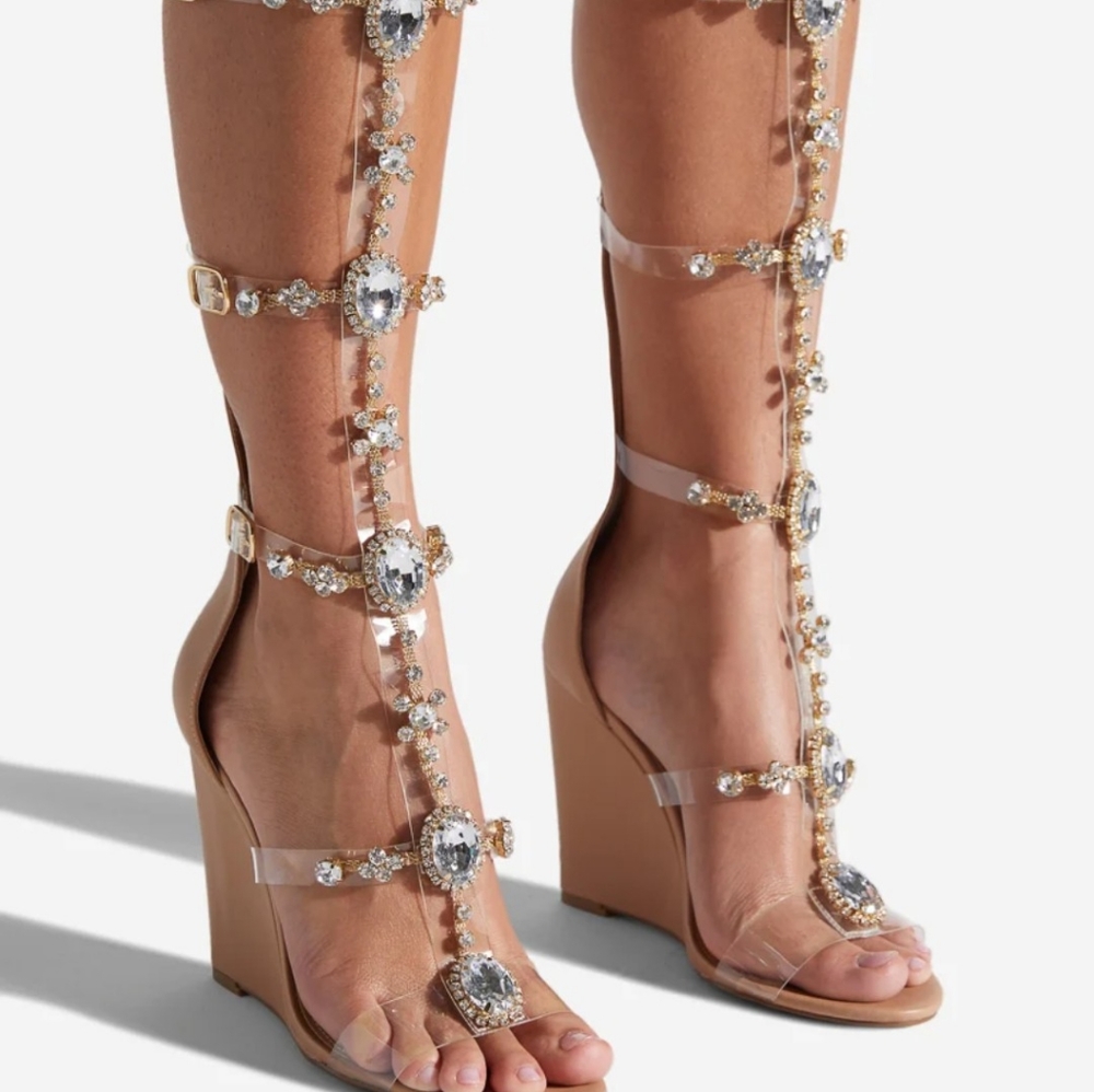 Yulanda Jeweled Gladiator Wedge